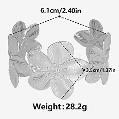 女性用花柄 304 ステンレススチール カフ バングル  ステンレス鋼色  内径：2-3/8インチ（6.1cm）&nbsp;DV7569-1