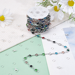 1Roll Handmade Glass Flat Round Link Chains&nbsp;CHC-BBC0001-14