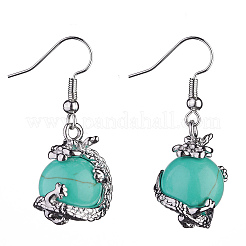 Gemstone Dragon Dangle Earrings&nbsp;EJEW-A092-12P