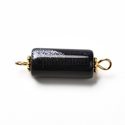天然および合成の混合宝石用原石リンクコネクター  チベットスタイルの合金デイジースペーサービーズと304ステンレススチールアイピン付き  ゴールドカラー  コラム  25~26x8mm  穴：1.8~2mm&nbsp;PALLOY-JF00889