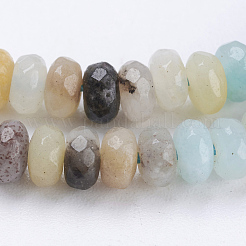 天然フラワーアマゾナイトビーズ連売り  多面カット  ロンデル  4~4.5x2~3mm  穴：1mm  約138~150個/連  15.1インチ〜15.3インチ（38.5~39cm）&nbsp;G-K255-23