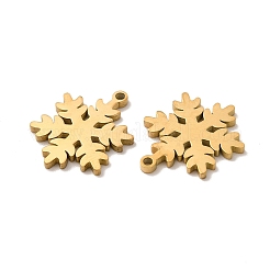 イオンプレーティング（IP）304ステンレスペンダント  クリスマススノーフレークチャーム  ゴールドカラー  19x15x1.4mm  穴：1.4mm&nbsp;STAS-M089-59G