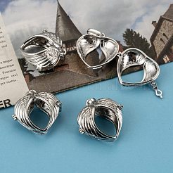 Eco-Friendly Rack Plating Brass Hollow Heart Cage Pendants&nbsp;KK-M180-09P-NR