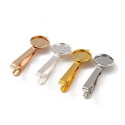Brass Tie Bar Clips Tie Pins with Blank Cabochon Settings&nbsp;KK-A159-01G