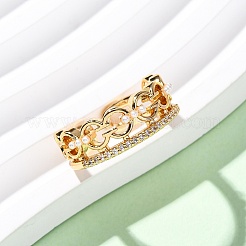Brass Micro Pave Cubic Zirconia Cuff Rings&nbsp;RJEW-A082-01G
