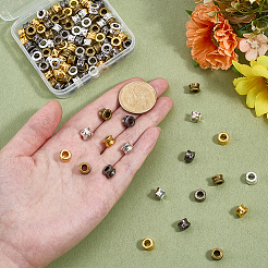 120個 4色 チベットスタイル 合金 ヨーロピアンビーズ  大穴ビーズ  バレル  ミックスカラー  8x5.5mm  穴：4mm  30個/カラー&nbsp;FIND-PH0059-79