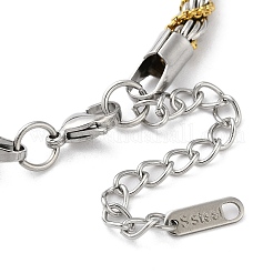 女性用304ステンレススチールロープチェーンブレスレット  ステンレス鋼色  18KGP本金メッキ  7-1/4インチ（18.5cm）  5mm&nbsp;BJEW-G712-14A-GP