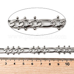 304ステンレススチールフィガロチェーン  スプールで  溶接されていない  ステンレス鋼色  10.5x10.5x2.5mm&nbsp;CHS-V001-03P