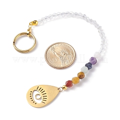 201 & 304 Stainless Steel Chakra Theme Teardrop & Eye Pendant Decorates&nbsp;PALLOY-JF01199-04