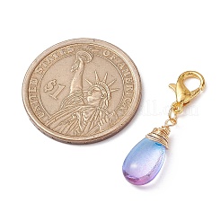 ガラスのペンダントの飾り  亜鉛合金カニカン付き  ティアドロップ  ミックスカラー  31mm&nbsp;HJEW-JM01713