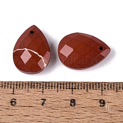 天然石レッドジャスパーペンダント  ティアドロップチャーム  多面カット  17.5~18.5x12.5~13.5x5~6.5mm  穴：0.9~1.6mm&nbsp;G-N362-13I