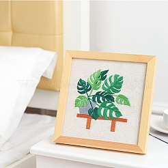 植物柄刺繍初心者キット  刺繍生地と針と糸を含む  命令  グリーン  包装：225x225mm&nbsp;PW-WG62735-01