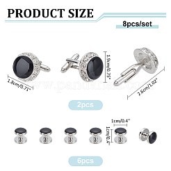 1 Set Brass Rhinestone Cufflinks for Men&nbsp;KK-WR0001-11