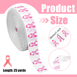 25 Yards Polyester Pink Breast Cancer Awareness Printed Grosgrain Ribbon&nbsp;OCOR-PH0005-34