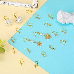 真鍮マイクロパヴェクリアキュービックジルコニアピアスフック10組  耳ワイヤー  水平ループ付き  ゴールドカラー  18mm  穴：1.2mm  ピン：1mm&nbsp;ZIRC-SZ0005-20
