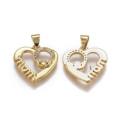 Brass Micro Pave Clear Cubic Zirconia Pendants&nbsp;ZIRC-A011-05G