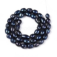 天然養殖淡水パールビーズ連売り  ライス  染め  プルシアンブルー  4~11x4~6x4~6mm  穴：0.5~0.8mm  約53~54個/連  13.98~14.17''（35.5~36センチメートル）&nbsp;PEAR-N012-09Z-01