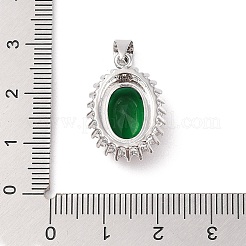 真鍮製マイクロパヴェキュービックジルコニアペンダント  オーバル  プラチナ  グリーン  21x15x7.5mm  穴：4x6mm&nbsp;ZIRC-I066-05A-03