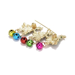 ラインストーン付きベルエナメルピン付きクリスマスツリー  バックパック服の合金バッジ  ゴールドカラー  カラフル  44x57x9mm&nbsp;JEWB-A004-27G