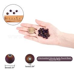 Electroplated Natural Agate Round Bead Strands&nbsp;G-AR0002-53