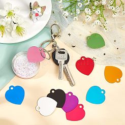 30本10色アルミブランクペンダント  ハート  ミックスカラー  35x31.5x1mm  穴：4mm  3個/カラー&nbsp;ALUM-FH0001-06
