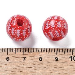 Christmas Printed Schima Wood European Beads&nbsp;WOOD-G023-18C