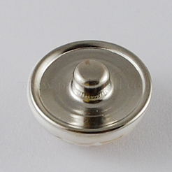 真鍮製ジュエリースナップボタン  樹脂ビーズで  フラットラウンド  プラチナ  サドルブラウン  18x11~13mm  ノブ：5mm&nbsp;LS-X-RESI-R076-5