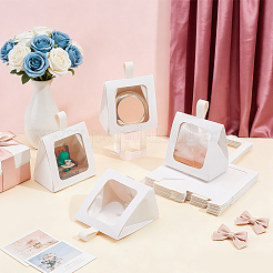 Cardboard Paper Cake Boxes with Plastic Visible Window and Handle&nbsp;CON-WH0117-04B