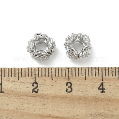 真鍮ビーズ  カドミウムフリー＆ニッケルフリー＆鉛フリー  花  プラチナ  8.5x8.5x5mm  穴：3mm&nbsp;KK-M308-12G