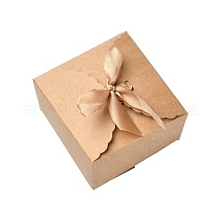 正方形のクリエイティブなリボンの弓の紙のギフトボックス  ブラウン  9x9x6cm&nbsp;ST-CJ0006-01A