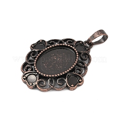 Heart with Oval Brass Pendant Cabochon Settings&nbsp;KK-S521-06RC