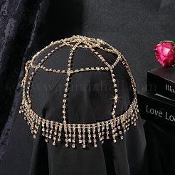 合金ラインストーンメッシュヘッドバンド  女性と女の子のためのヘアアクセサリー  ゴールドカラー  224x6mm&nbsp;OHAR-WH20005-32G