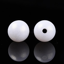 ゴム風の虹色の不透明アクリルビーズ  虹色の  ラウンド  ホワイトスモーク  10mm  穴：2mm  約1085個/500g&nbsp;MACR-T010-10mm-08-01