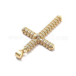 Rack Plating Brass with Clear Cubic Zirconia Pendants&nbsp;KK-Q017-21G