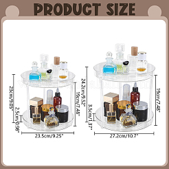 2段多機能回転式デスクトッププラスチック収納ラック  ラウンド  透明  236x227mm&nbsp;ODIS-WH0709-255A