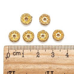 鉄クリスタルラインストーンスペーサービーズ  グレードB  ロンデル  波エッジ  ゴールドカラー  8x3.5mm  穴：1.8~2mm&nbsp;RB-A008-8MM-G