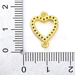 Brass Micro Pave Clear Cubic Zirconia Heart Links Connector Charms&nbsp;KK-A230-03A-G