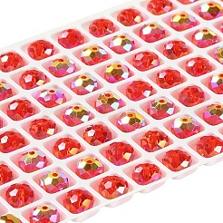 Ab色のメッキガラスビーズ  多面カット  ラウンド  レッド  8x5.5~6mm  穴：1.4~1.6mm  336個/セット&nbsp;EGLA-P059-03B-AB01