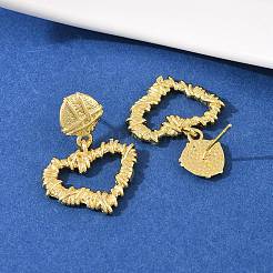 Brass Heart Dangle Stud Earrings&nbsp;EJEW-F400-21G