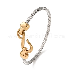 Duo Tone 304 Stainless Steel Twisted Rope Cuff Bangles with S Clasps for Women&nbsp;SA-CBA2192-02GP