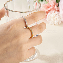 2Pcs 2 Colors Alloy with Crystal Rhinestone Finger Rings&nbsp;RJEW-TADJ0001-01D