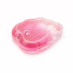 ツートンの透明ガラスチャーム  葉  ミックスカラー  13.5x10.5x3.5mm  穴：1.2mm&nbsp;GLAA-H016-15