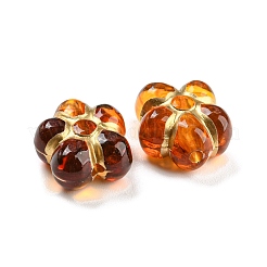 メッキクリアアクリルビーズ  ゴールドライン入り  花  チョコレート  14.5x13.5x7mm  穴：1.8mm&nbsp;X-OACR-A024-04C