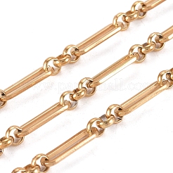 3.28フィート 304 ステンレススチール フィガロチェーン  溶接されていない  ゴールドカラー  オーバル：13x4.5x1mm  リング：4x1.5mm&nbsp;X-CHS-L022-04G