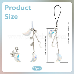 4Pcs Glass & Brass Mobile Straps and Mobile Dustproof Plug and Pendatn Decoration Kits&nbsp;HJEW-OC00029