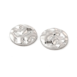 変色しない304ステンレススチールペンダント  テクスチャ  フラットラウンドのチャーム  ステンレス鋼色  8x1mm  穴：1.2mm&nbsp;STAS-B032-26P