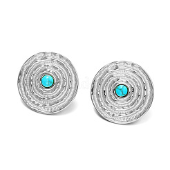 304 Stainless Steel & Synthetic Turquoise Stud Earrings for Women&nbsp;WG6A352-01