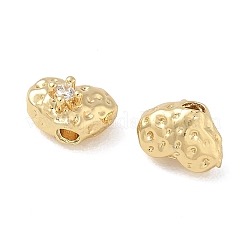 Brass Micro Pave Clear Cubic Zirconia Beads&nbsp;CU-CBAC675-09G