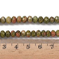 天然石ユナカイトビーズ連売り  多面カット  ロンデル  5.5~6.5x4.5mm  穴：1mm  約91~94個/連  15.35''（39cm）〜15.43''（39.2cm）&nbsp;G-D344-A02