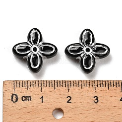 不透明なアクリルビーズ  花  シルバーライン入り  ブラック  17x17x5.5mm  穴：1.8mm  約769個/500g&nbsp;MACR-K359-52D